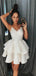 Popular A-Line Spaghetti Straps V Neck Applique Short Homecoming Dresses, EPT129