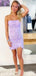 Elegant Lilac Mermaid Strapless V Neck Applique Short Homecoming Dresses, EPT131