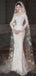 Elegant White Long Sleeve Mermaid Long Wedding Dresses With Sweep Trailing ,WDH171