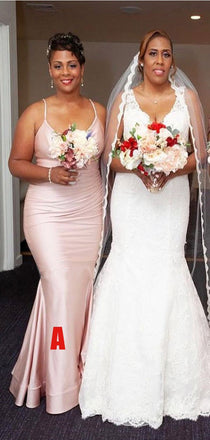 Mismatched Pink Mermaid Maxi Long Wedding Guest Bridesmaid Dresses, WGM169