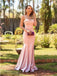 Elegant Pink Mermaid Spaghetti Straps Maxi Long Party Prom Dresses,WGP283