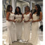 Simple White Mermaid Straps Maxi Long Wedding Guest Bridesmaid Dresses, WGM175