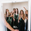 Green Velvet Spaghetti Straps Pleats Backless A-line Bridesmaid Dresses, WGM075