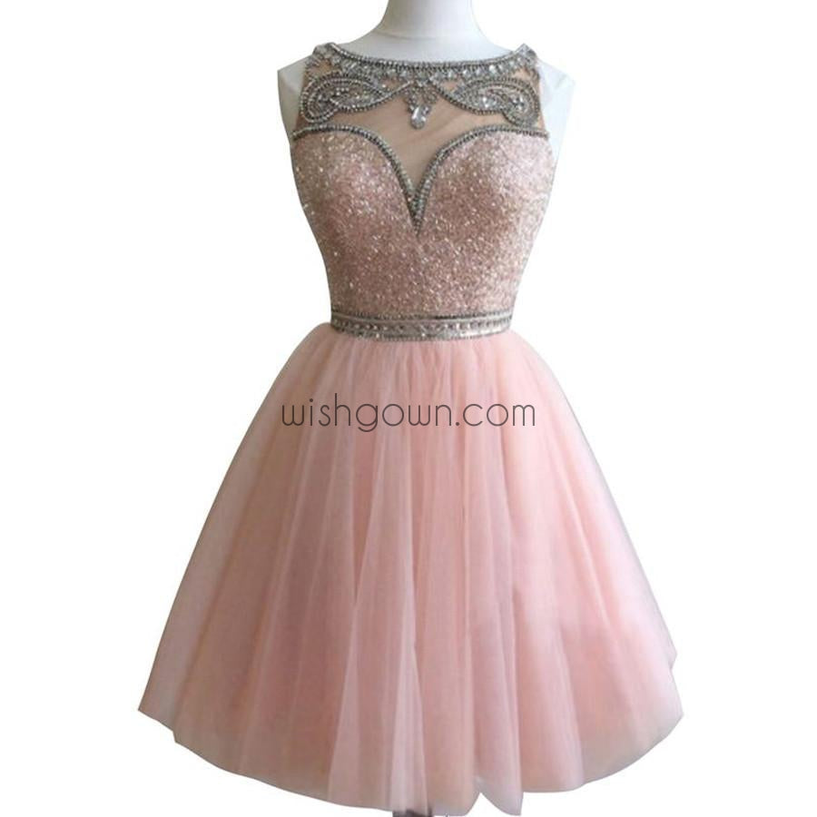 Dark pink Bateau gorgeous Stunning casual homecoming prom gown dresses, BD00154 - Wish Gown