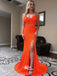 Two Pieces Sequins Spaghetti Straps Lace Up Mermaid Evening Gowns Prom Dresses , WGP138