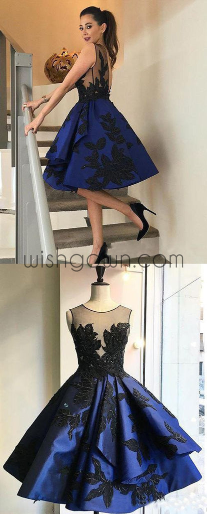 Fashion Royal Blue vintage Ball Gown Open backs homecoming prom dresses,BD00193 - Wish Gown