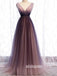 Charming V-neck A-line Tulle Long Prom Dresses PG1190