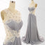Charming Gray Ivory Formal Maxi Cheap Sleeveless Elegant Long Prom Dresses, WG222 - Wish Gown