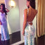 Charming Sexy Mermaid Open Back Blue Lace Unique Affordable Long Prom Dresses, WG242