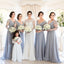 Charming See Through Long Sleeves V Neck Cheap Long Wedding Party Bridesmaid Dresses, WG309 - Wish Gown