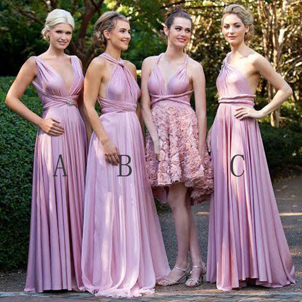 Fashion Convertible Jersey Cheap Pleating Floor-Length Morden Wedding Bridesmaid Dresses, WG41 - Wish Gown