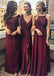 Burgundy Mismatched Charming Affordable Lace Long Bridesmaid Dresses, WG431 - Wish Gown