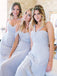 Mismatched Different Styles Chiffon Light Blue Sexy A Line Floor-Length Cheap Bridesmaid Dresses, WG104