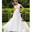 Affordable Seen Through V Neck Lace Top Popular Formal Long Wedding Dresses, WG675