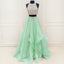 Popular 2 Pieces Junior Mint Beaded Top Cheap Long Prom Dresses, WG717