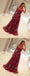 Burgundy Unique Applique Charming Evening Gorgeous Long Prom Dresses, WG769 - Wish Gown