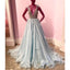 Blue Charming Beaded Top V Neck Affordable Long Prom Dresses, WG798