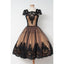 Black Applique Cap Sleeves Pretty Cheap Short Homecoming Dresses, WG806 - Wish Gown