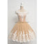 Cap Sleeves Applique Champange Cheap Short Homecoming Dresses, WG809