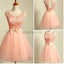 Peach lace lovely for teens modest formal homecoming prom gowns dress,BD0080