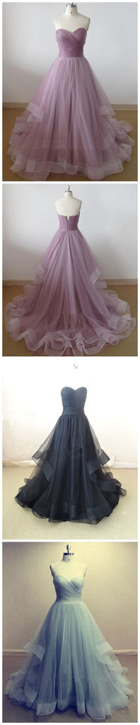 Long Sweetheart Organza Sweet Heart Cheap Evening Long Prom Dresses Ball Gown Online, PD0125