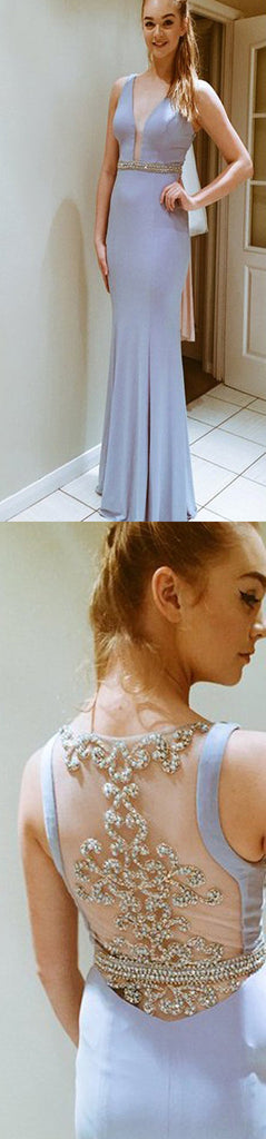 Young Deep V-Neck See-through Back Mermaid Pretty Cheap Long Prom Dress, PD0157