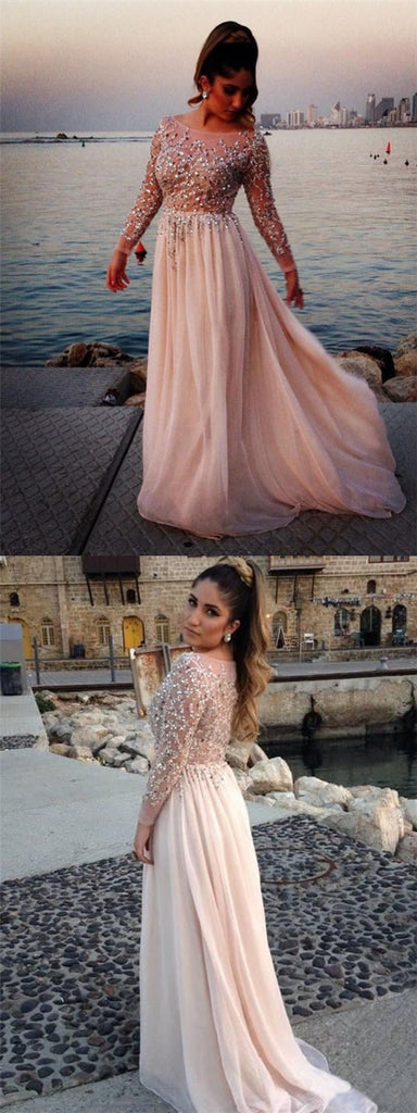 Long Sleeves Sexy See-through Formal Maxi Cheap Evening Party Long Prom Dress, PD0186