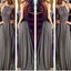 Long Gray Chiffon Popular Cheap Open Back Sexy Women Evening Prom Dresses, PD0032