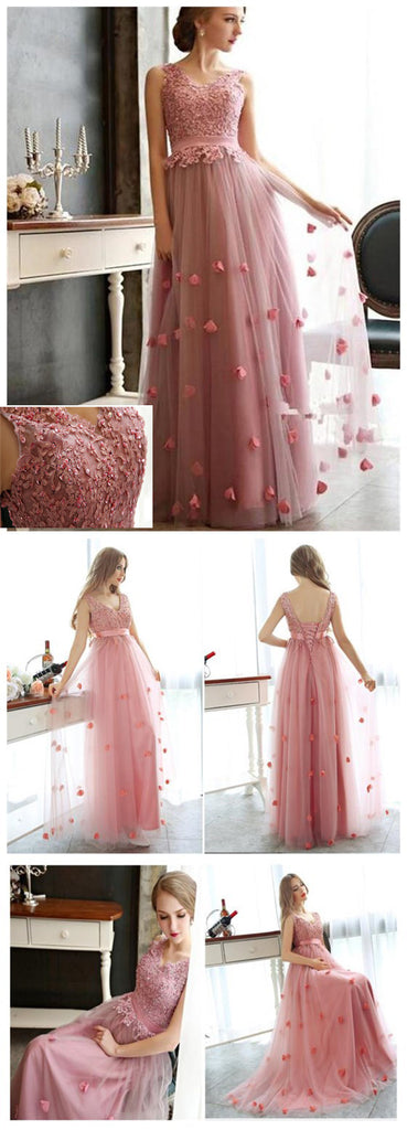 Charming Tulle Lace Up Back Cheap Custom Make Popular Party Newest Floor Length Prom Dresses, PD0090 - Wish Gown