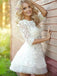 Long sleeve Lace see through cute homecoming dress, BD0001