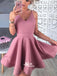 Baby Pink V-neck A-line Stain Graduation Homecoming Prom Dress, BD00106