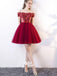 Red Off Shoulder Appliques Tulle A-line Freshman Cocktail Homecoming Prom Dress, BD00124
