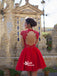 Red Open Back Sexy With Short Sleeve Cocktail Homecoming Prom Dress, BD00133