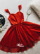 Red Simple Spaghetti Strap Mini Casual Homecoming Prom Dresses, BD00170