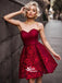 Dark Red Strapless Sweetheart Short Cocktail Evening Party Homecoming Prom Dresses, BD00183