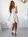 High Low Spaghetti Strap Lace Homecoming Dresses EPT112