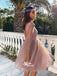 Pretty Sequin Rose Long Sleeve Short Homecoming Dresses, EPT120