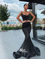 Black Spaghetti Strap Mermaid Long Prom Dresses PG1138