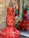 Spaghetti Strap Mermaid Applique Long Prom Dresses PG1169