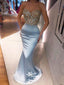 Sweetheart Mermaid Blue Beaded Long Prom Dresses PG1173
