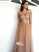 Charming Off the Shoulder Tulle Applique Long Prom Dresses, SG110