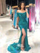 Sparkle Sequin Off the Shoulder Side Split Mermaid Prom Dresses, SG148