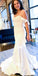 Unique White Off-shoulder Mermaid Long Wedding Dress, WDH075