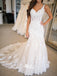 Mermaid Lace Applique Elegant Bridal Long Wedding Dresses, WDH078