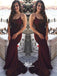 Mermaid Burgundy Sequin Evening Dresses Lace Up Back Prom Dresses, WG1031