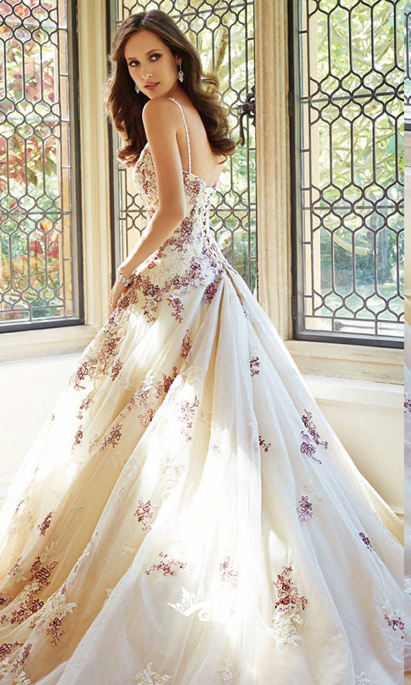 Inexpensive Beautiful Unique Flowers Charming Long Prom Dresses, WG1046