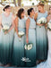 Gradient Long Charming Cheap Formal Wedding Bridesmaid Dresses, WG401