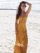 Summer Sexy Yellow Cheap Open Back Beach Casual Long Prom Dresses, WG593