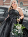 Black Princess Ball Gown Appliques One Shoulder Tulle Bridal Dresses, WGB001