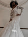 Ivory Lace Off Shoulder Long Sleeves Appliques Mermaid Bridal Gown Wedding Dress, WGB008